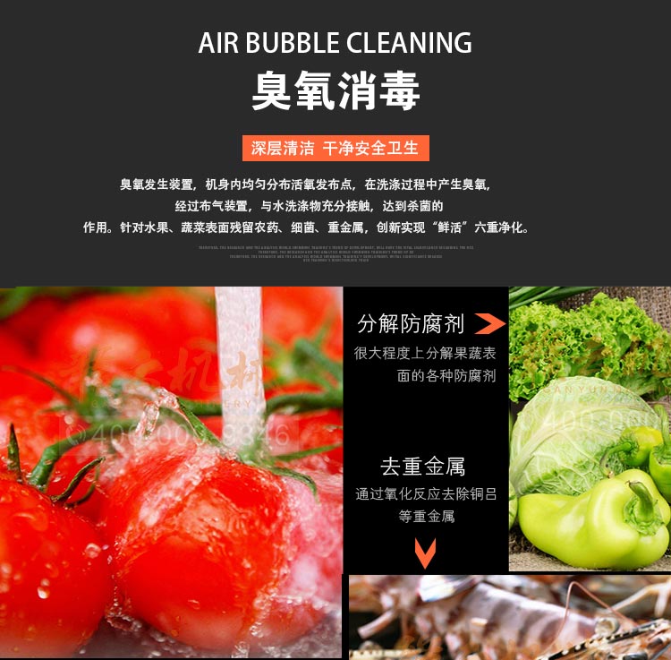 事業(yè)單位部隊學校食堂的蔬菜清洗消毒用的氣泡清洗機(圖3)